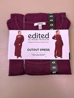 Edited by Remi Bader Burgundy Cutout Bodycon Midi Dress Plus Size 4X NIP